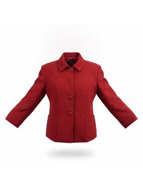 Talbots Womens Red Button Front Jacket Petite Two Pockets Sz 16P